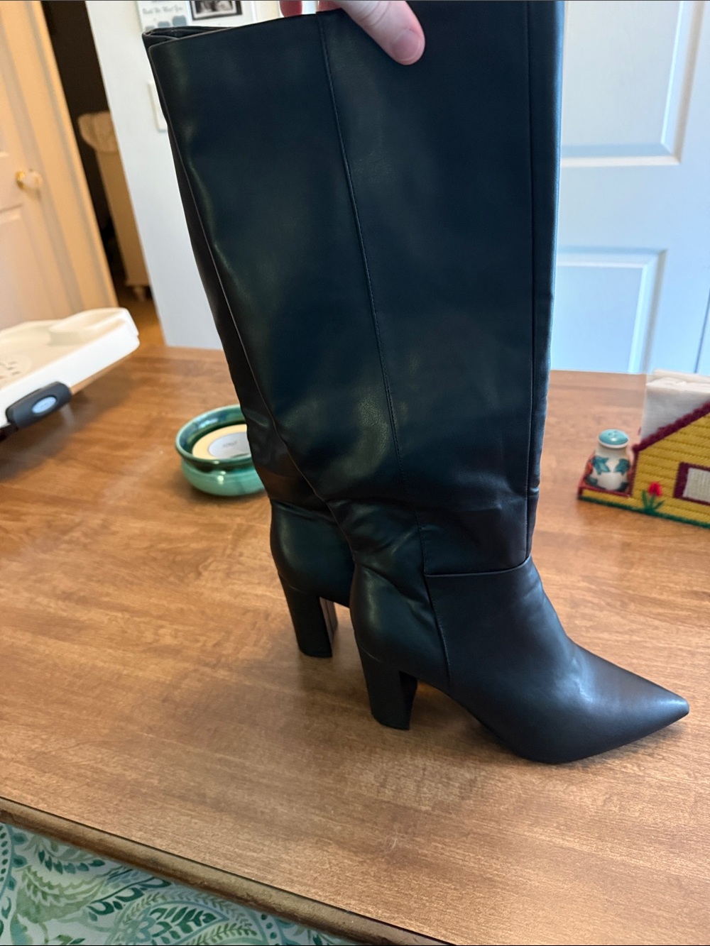 Marc Fisher Black Knee-High Pointed Toe Block Heel Boots